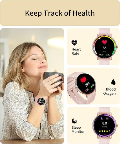 AMOLED Smart Watch (Answer/Make Call) for Women, With/Without Phone Mode, 1.43" Round Fitness Watch, Body Temperature Thermometer, Heart Rate, SpO2, Sleep Monitor, 7-10 Days Battery, Pink in Saudi Arabia