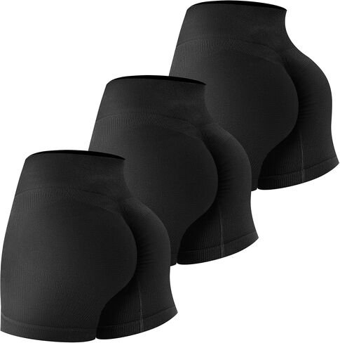 3 Pack Biker Shorts for Women – 8"/5" High Waisted Tummy Control Workout Seamless Shorts for Gym Yoga in Saudi Arabia