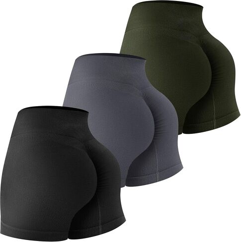 3 Pack Biker Shorts for Women – 8"/5" High Waisted Tummy Control Workout Seamless Shorts for Gym Yoga in Saudi Arabia
