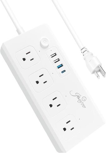 Surge Protector Extension Cord Jinvoo Power Strips with USB C Port with 4 Widely Spaced Outlets and 4 USB Ports for Home or Office in Saudi Arabia