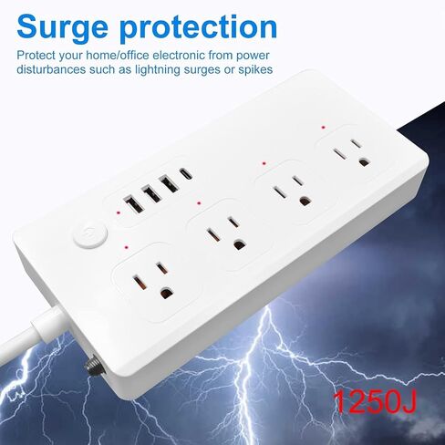 Surge Protector Extension Cord Jinvoo Power Strips with USB C Port with 4 Widely Spaced Outlets and 4 USB Ports for Home or Office in Saudi Arabia