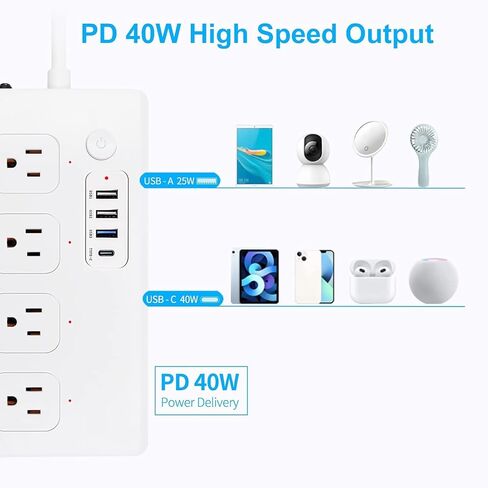 Surge Protector Extension Cord Jinvoo Power Strips with USB C Port with 4 Widely Spaced Outlets and 4 USB Ports for Home or Office in Saudi Arabia