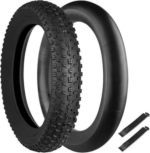 إطارات دراجة مقاس 20 × 4.0، إطار سميك لـ MTB، مجموعة استبدال إطارات الدراجة الدهنية للدراجة الإلكترونية تتضمن إطارات دراجة سميكة شديدة التحمل، أنبوب إطار سميك، رافعة إطار متوافقة مع شارع الثلج الجبلي الواسع لجميع التضاريس in Kuwait