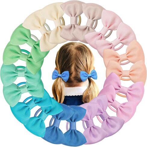 CÉLLOT Girls Hair Ties,20 PCS 2.75 inch Hair Bows No Slip Durable Elastic Ponytail Holders Hair Ties for Baby Girls Schoolgirls Kids Toddler Hair Accessories in Saudi Arabia