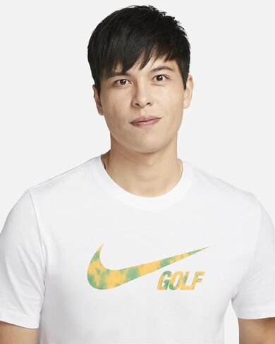 تيشيرت رجالي من Nike Golf قطن Swoosh، أبيض، L Regular US in Saudi Arabia