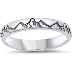 Oxidized Mountain Range Ring New .925 Sterling Silver Band Sizes 4-12