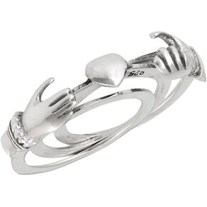 Hands Holding Heart Promise Ring Set New .925 Sterling Silver Band Sizes 5-9