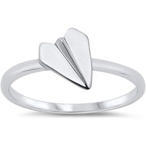 Cute Paper Airplane Student Origami Ring .925 Sterling Silver Band Sizes 4-10