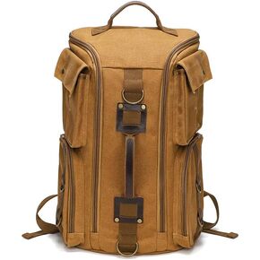 peacechaos Men's Waterproof Canvas Laptop Backpack Rucksack Travel Hiking Outdoor Sports Bag (Army Green)