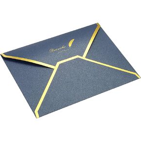 PATIKIL V Flap Envelopes, 10 Pack 7 x 5'' Luxury Style Gold Border Greeting Card Envelope for Invitations Weddings, Black
