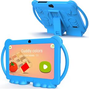 Kids Tablet, 7 inch Android 12 Tablet for Kids, 4GB RAM 32GB ROM 512GB Expand, Toddler Tablet with Parental Control, IPS Screen, Dual Camera, Educational, Games, Shockproof Case for Boys/Girls (Blue)