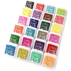 Alled 24 Colors Craft Finger Ink Pad,Fingerpaint Rainbow Washable Stamp Pads Set Toys for Kids Rubber Stamps Painting Fingerprinting Card Making and DIY Scrapbooking