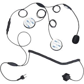 Helmet Kit Ptt Mic Intercom Earpiece Walkie Talkie 2-Way Communication Closed Full Half Face Headset with Boom Mic and Speaker Compatible with Midland GXT LXT 2 Pin Radios