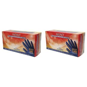 Adenna HER008 Hero 14 mil Powder-Free Latex Gloves, Extended Cuff, Medical Grade, Blue, X-Large, Box of 50