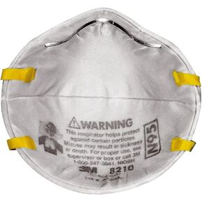 3M Personal Protective Equipment Particulate Respirator 8210 + N95 + Smoke + Dust + Grinding + Sanding + Sawing + Sweeping (Box/20)