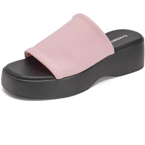 Womens Platform Slide Sandals 2.3 Inch Chunky Slip On Sandals Open Toe Summer Shoes
