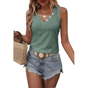 Color Block Ruffled Square Neck Tops Womens Summer Striped Tank Top Casual Sleeveless Loose Fit Tees T-Shirt