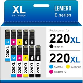 LEMERO Remanufactured 220XL Ink Cartridges Replacement for Epson 220 220XL Ink Cartridges for Epson WF-2760 WF-2750 WF-2630 WF-2650 WF-2660 XP-320 XP-420 (4 Black, 2 Cyan, 2 Magenta, 2 Yellow) 10 Pack
