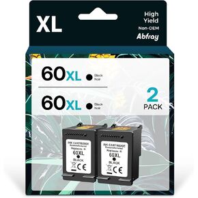 Remanufactured 60XL Black Ink Cartridge High Yield Compatible for HP 60 XL Ink Work with HP PhotoSmart C4780 C4680 C4795 D110 D110a Deskjet F4480 F4440 F2430 Envy 110 120 111 Printer (2 Pack)