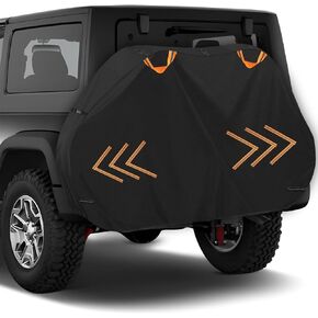 Bike Cover for Transport on Rack, Bicycle Cover Outdoor Storage Waterproof, Heavy Duty 600D Electric Bike Cover for 1 Bike on Rear Bike Travel Rack with Reflective Double Handles&7 Windproof Buckles