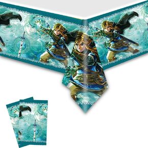 2Pacs Tablecloth Disposable Tablecover for Zelda Birthday Party Supplies and Decorations for Kid Boy Baby Shower Rectangle Tables 70"X42"