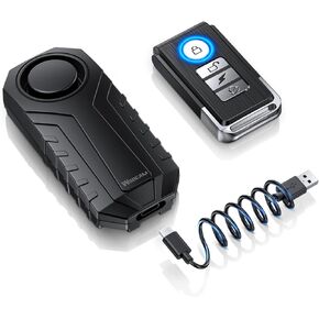 WSDCAM Wireless Bike Alarm with Remote, Rechargeable Bicycle Alarm System Anti Theft, IP65 Waterproof, 113dB Loud Bike Alarms for E-Bikes, Motorcycles, Scooter, Outdoor Riding and Cycling Safety