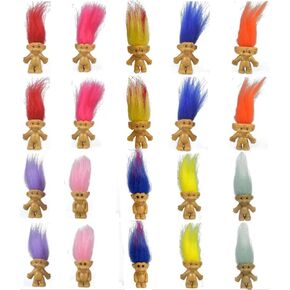 20 Pcs Miniatures Mini Lucky Troll Dolls with Chromatic Hair PVC Tiny Action Figures 80s' Vintage Good Luck Dolls Kids Troll Dolls for Collection Birthday Gifts Party Favor for Kids…