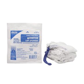 Dukal 10-0012 Laparotomy Sponge, Prewashed, Xray, soft Pack, 12" x 12", Sterile, Pack of 100, White