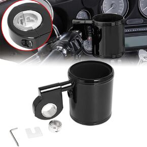 Motorcycle Adjustable Cup Holder Chrome for Harley Touring Street Glide Electra Glide Sportster Dyna Softail Breakout. (Black)