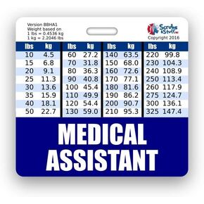 Medical Assistant Badge Buddy Horizontal w/Height & Weight Conversion Charts (Oversized, Black)
