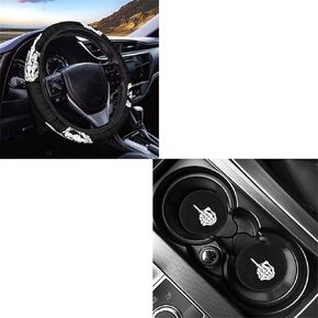 JEOCODY Cow Print 2 Car Coasters Absorbent for Car Holders with Breathable, Anti-Slip,Warm in Winter and Cool in Summer