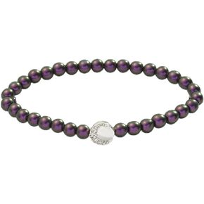 Alex and Ani AA785323SS,Peacock Pearl Stretch Bracelet,Shiny Silver,Black, Bracelets