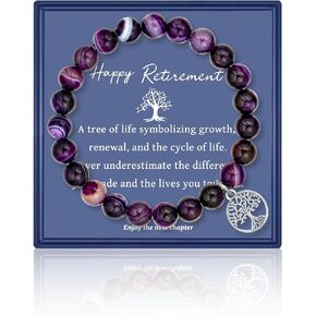 LINY Retirement Bracelet with Tree of Life, Retirement Gifts for Women 2024, Happy Retirement Gifts for Mom, Aunt, Grandma, Teacher, Coworker