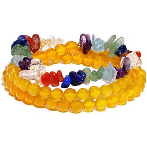 Jewever Wrap Stretch Beaded Bracelets 7 Chakra Tumbled Crystals and Healing Stones Bracelets for Women Trendy Spiritual Jewelry Gifts Unisex