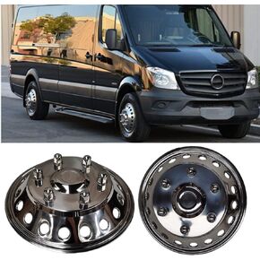 Wensdy 4pcs 16" Polished Stainless Steel Dually Wheel Simulators, Bolt On Wheel Cover,8 Lug 8 Hand Hole Hubcaps fit for Ford F350 1974-1998;E350/E450 1992-2021;Dodge Ram 3500 1974-1999 C16F80