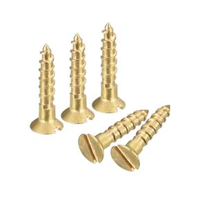 uxcell Brass Wood Screws, 40Pcs M3 x 25mm Slotted Drive Flat Head Self Tapping Screw Countersunk for Woodworking Furniture