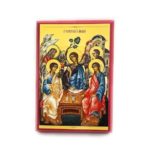 Wooden Byzantine Orthodox Christian Icon The Holy Trinity/The Icon of The Hospitality of Abraham (5.5" x 7.5")