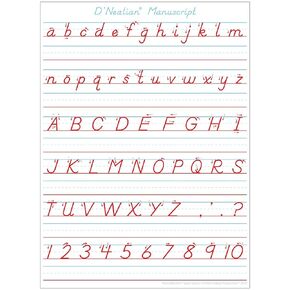 ASHLEY PRODUCTIONS Productions Smart Poly Single Sided PosterMat Pals Space Savers, D'Nealian Manuscript Handwriting, 13" x 9.5" (ASH95309)