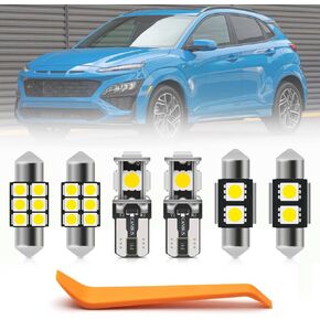 9pcs Interior LED Lights Bulb for Hyundai Kona/Kona N 2017 2018 2019 2020 2021 2022 Super Bright 6000K LED White Interior Light Bulbs Map Dome Lights Interior Bulbs + Install Tool