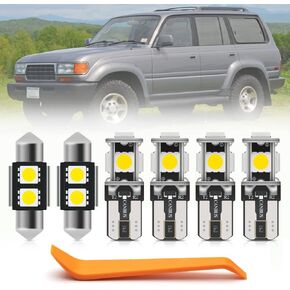 13pcs White LED Interior Lights Bulb Kit for Toyota Land Cruiser 1990 1991 1992 1993 1994 1995 1996 1997 Map Dome Lights Super Bright 6000K White LED Interior Light Bulbs + Install Tool