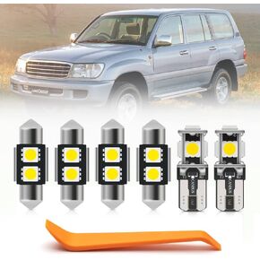 12pcs Super Bright 6000K White LED Interior Light Kit Package for Toyota Land Cruiser 100 series 1998 1999 2000 2001 2002 2003 2004 2006 2007 Interior Map Dome Trunk Door Light Bulbs