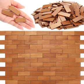 400 Pcs Miniature Dollhouse Flooring on 1: 12 Scale Mini Wooden Dollhouse Floor Boards Geometric Bamboo Doll House Furniture Wood Mini Floor Boards for Model Accessories(Pale Brown)