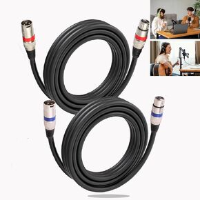 XLR Cables 25FT/8M 2 Packs, Preminum Heavy Duty Microphone Cable Male to Female Cables Zinc Alloy and 3 Pin Balanced Cable forMixer/Recording Studio/Speaker Systems