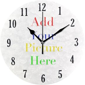 senya Cat Pattern Silent Round Wall Clock Decorative, Battery Operated Easy to Read for Indoor Living Room Bedroom