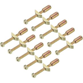 uxcell 10 Sets Furniture Hardware Zinc Plated Half-Moon Nut Connecting Fitting Bronze Tone