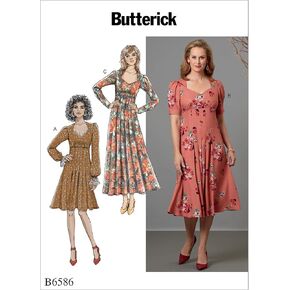 Butterick Patterns Women's Knee Ankle Length Pleater Dress Sewing Patterns, 6-8-10-12-14, White
