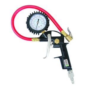 Pistol Style Tire Inflator with Gauge. Combined Inflation GUn, CHuck, and Gauge. Built-in Relief Valve. D355303…