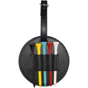 Myartte Golf Tee Holder with Wood Golf Tees Value 1 Set Golf Tee Holder for Bag Belt, Luxury Leather Gift for Golfer Men Women
