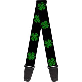 Guitar Strap St Pats Black Clovers 2 Inches Wide