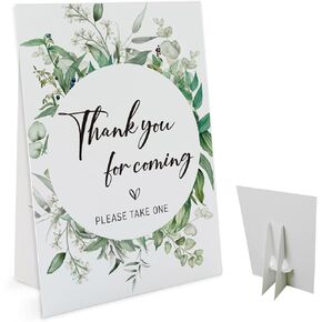 Thank You For Coming Please Take One Sign(8 x 11 Inch Table Sign with Holder), Greenery Theme, Baby Shower/Bridal Shower Decoration Sign, Eucalyptus Wedding Favor Sign-BSLP18